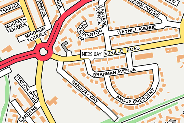 NE29 6AY map - OS OpenMap – Local (Ordnance Survey)