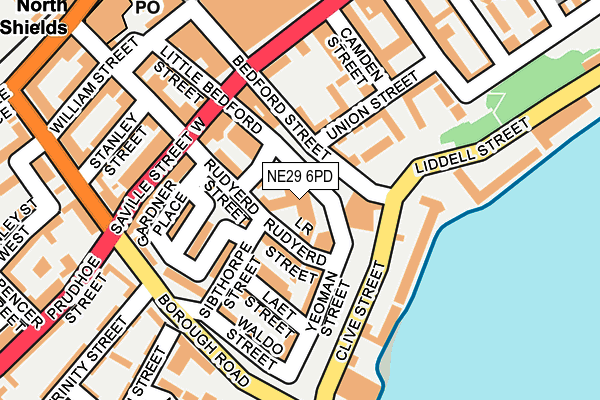 NE29 6PD map - OS OpenMap – Local (Ordnance Survey)