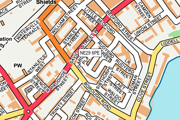 NE29 6PE map - OS OpenMap – Local (Ordnance Survey)
