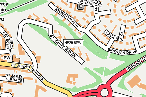 NE29 6PW map - OS OpenMap – Local (Ordnance Survey)
