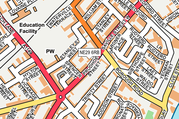 NE29 6RB map - OS OpenMap – Local (Ordnance Survey)