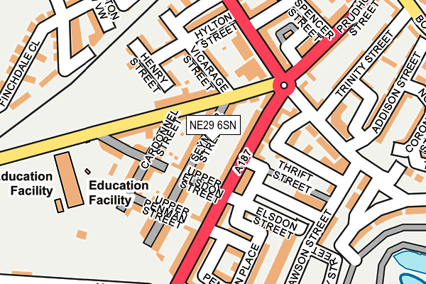 NE29 6SN map - OS OpenMap – Local (Ordnance Survey)