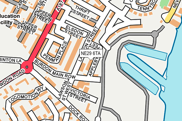 NE29 6TA map - OS OpenMap – Local (Ordnance Survey)
