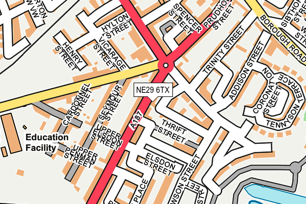 NE29 6TX map - OS OpenMap – Local (Ordnance Survey)