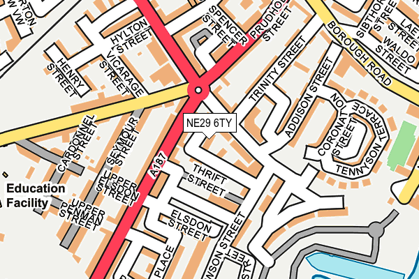 NE29 6TY map - OS OpenMap – Local (Ordnance Survey)