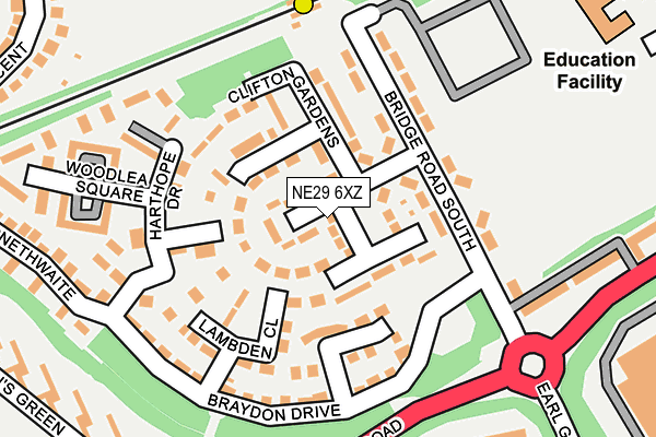 NE29 6XZ map - OS OpenMap – Local (Ordnance Survey)