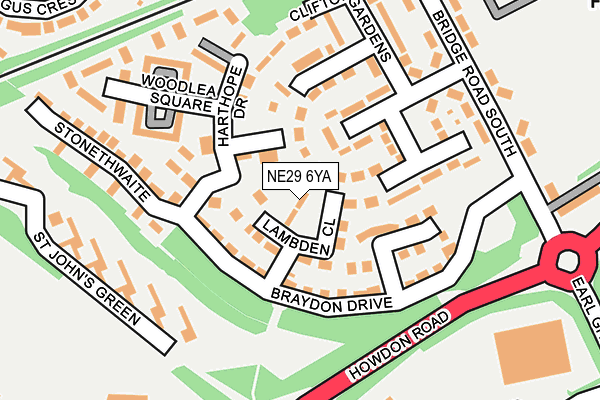 NE29 6YA map - OS OpenMap – Local (Ordnance Survey)