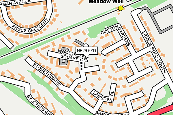 NE29 6YD map - OS OpenMap – Local (Ordnance Survey)