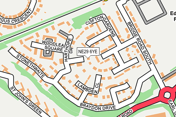 NE29 6YE map - OS OpenMap – Local (Ordnance Survey)