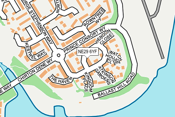 NE29 6YF map - OS OpenMap – Local (Ordnance Survey)