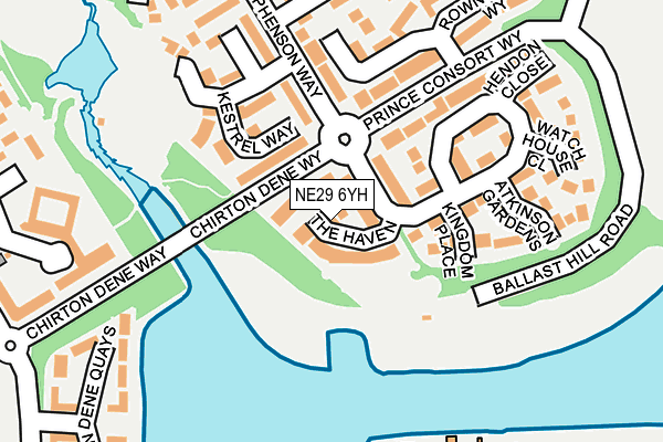 NE29 6YH map - OS OpenMap – Local (Ordnance Survey)
