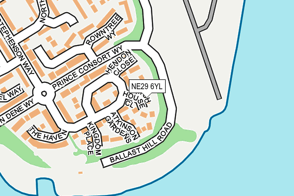NE29 6YL map - OS OpenMap – Local (Ordnance Survey)