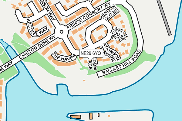 NE29 6YQ map - OS OpenMap – Local (Ordnance Survey)