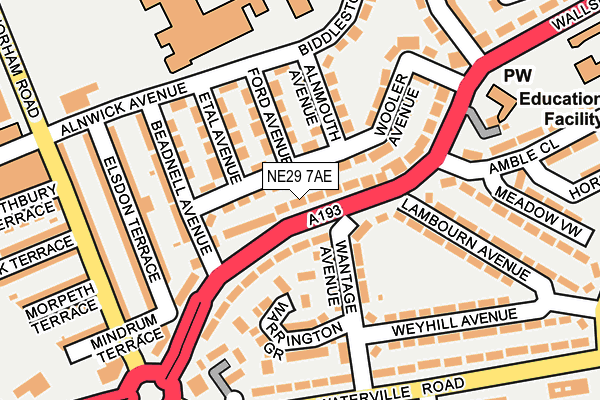 NE29 7AE map - OS OpenMap – Local (Ordnance Survey)