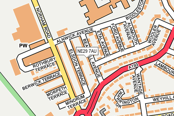 NE29 7AU map - OS OpenMap – Local (Ordnance Survey)