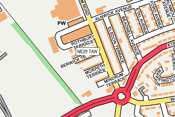 NE29 7AW map - OS OpenMap – Local (Ordnance Survey)