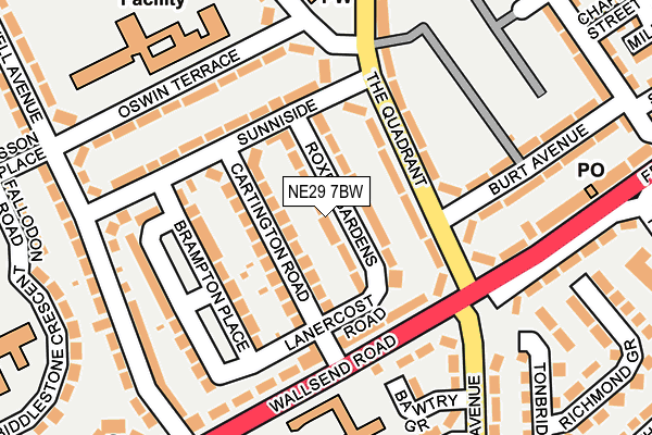 NE29 7BW map - OS OpenMap – Local (Ordnance Survey)