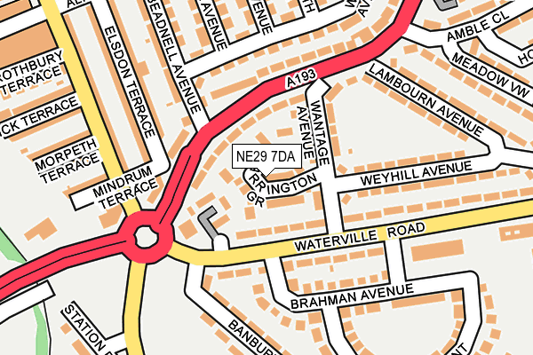 NE29 7DA map - OS OpenMap – Local (Ordnance Survey)