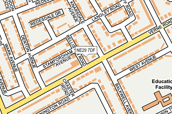 NE29 7DF map - OS OpenMap – Local (Ordnance Survey)