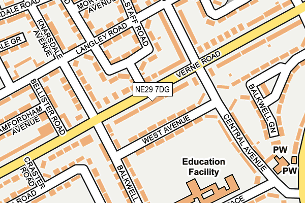 NE29 7DG map - OS OpenMap – Local (Ordnance Survey)