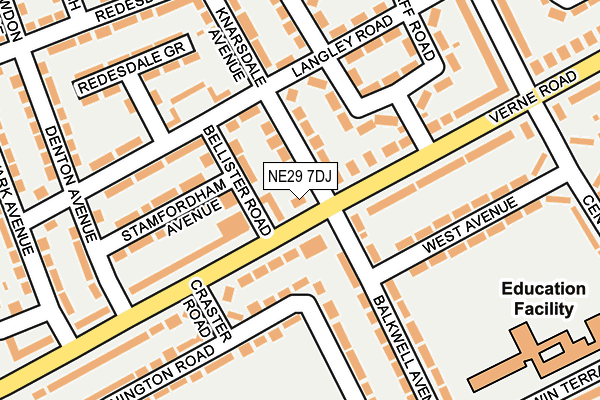 NE29 7DJ map - OS OpenMap – Local (Ordnance Survey)