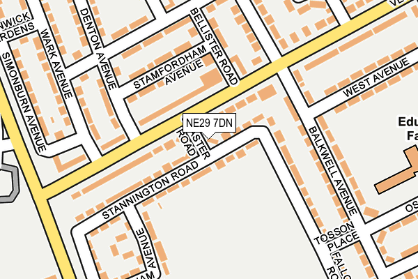 NE29 7DN map - OS OpenMap – Local (Ordnance Survey)