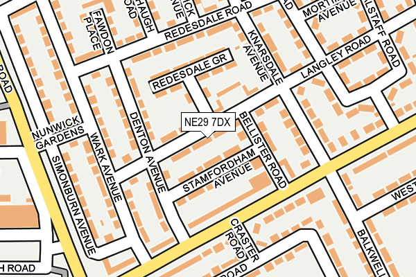 NE29 7DX map - OS OpenMap – Local (Ordnance Survey)