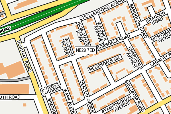 NE29 7ED map - OS OpenMap – Local (Ordnance Survey)