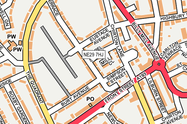NE29 7HJ map - OS OpenMap – Local (Ordnance Survey)