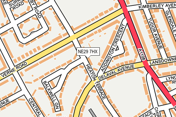 NE29 7HX map - OS OpenMap – Local (Ordnance Survey)