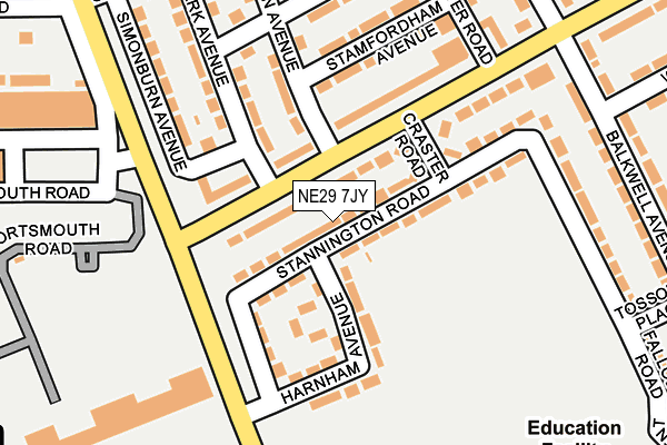 NE29 7JY map - OS OpenMap – Local (Ordnance Survey)