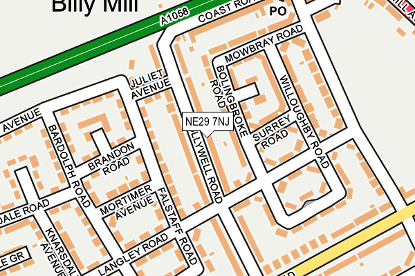 NE29 7NJ map - OS OpenMap – Local (Ordnance Survey)