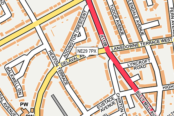 NE29 7PX map - OS OpenMap – Local (Ordnance Survey)