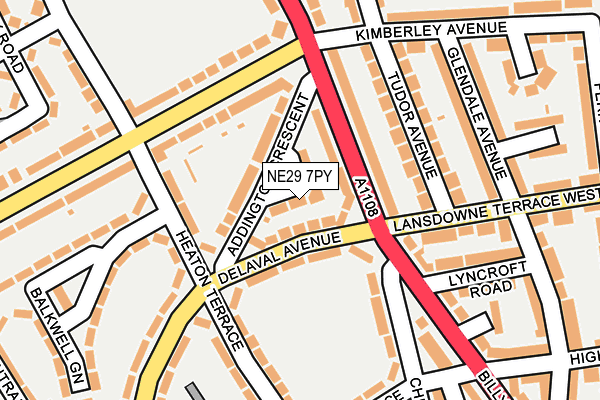 NE29 7PY map - OS OpenMap – Local (Ordnance Survey)
