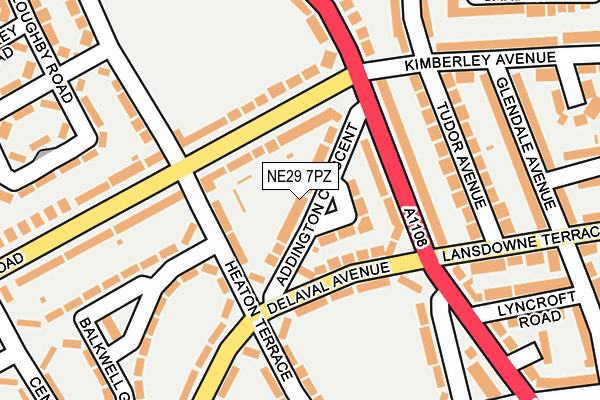 NE29 7PZ map - OS OpenMap – Local (Ordnance Survey)