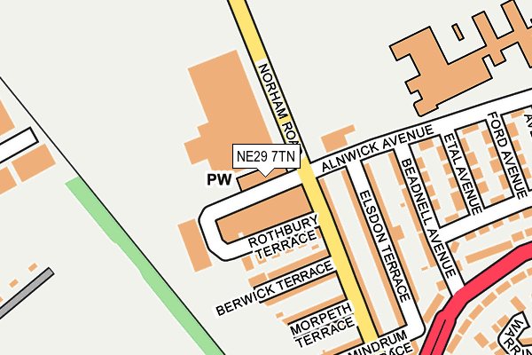 NE29 7TN map - OS OpenMap – Local (Ordnance Survey)