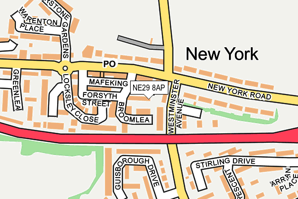 NE29 8AP map - OS OpenMap – Local (Ordnance Survey)