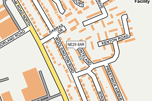 NE29 8AR map - OS OpenMap – Local (Ordnance Survey)