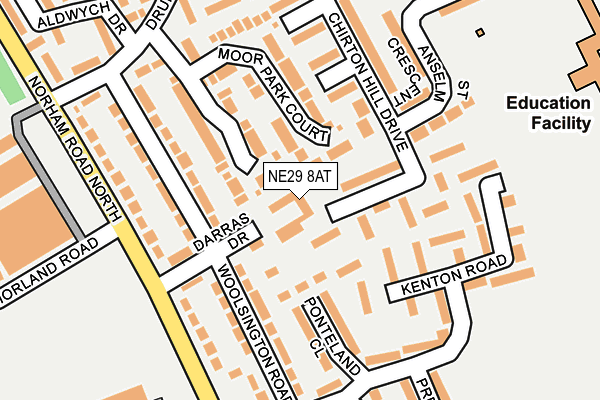 NE29 8AT map - OS OpenMap – Local (Ordnance Survey)