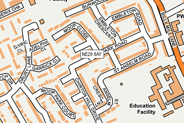 NE29 8AY map - OS OpenMap – Local (Ordnance Survey)