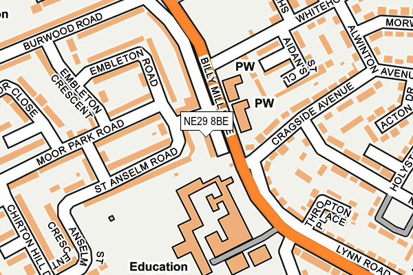 NE29 8BE map - OS OpenMap – Local (Ordnance Survey)