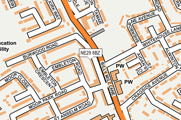 NE29 8BZ map - OS OpenMap – Local (Ordnance Survey)