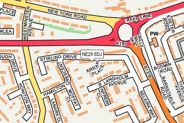 NE29 8DJ map - OS OpenMap – Local (Ordnance Survey)