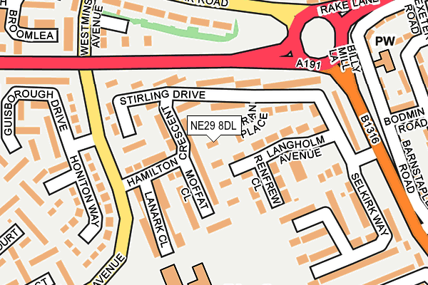 NE29 8DL map - OS OpenMap – Local (Ordnance Survey)