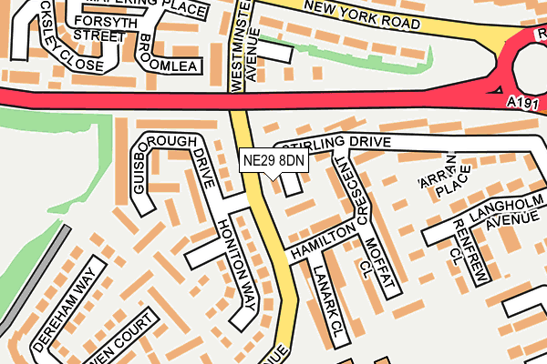 NE29 8DN map - OS OpenMap – Local (Ordnance Survey)