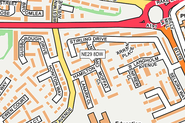 NE29 8DW map - OS OpenMap – Local (Ordnance Survey)