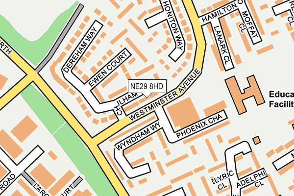 NE29 8HD map - OS OpenMap – Local (Ordnance Survey)