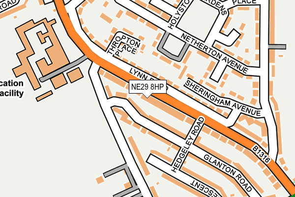 NE29 8HP map - OS OpenMap – Local (Ordnance Survey)