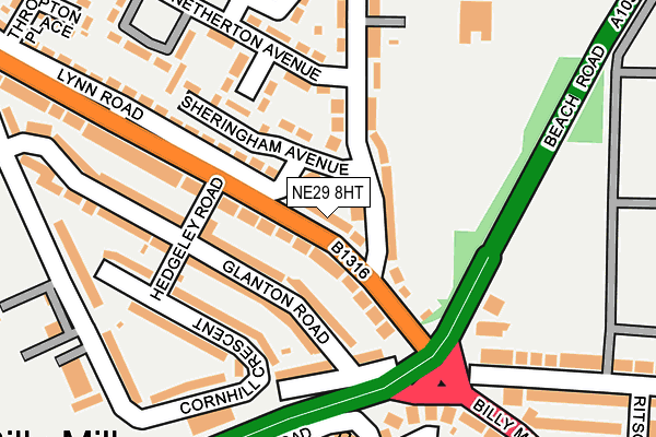 NE29 8HT map - OS OpenMap – Local (Ordnance Survey)