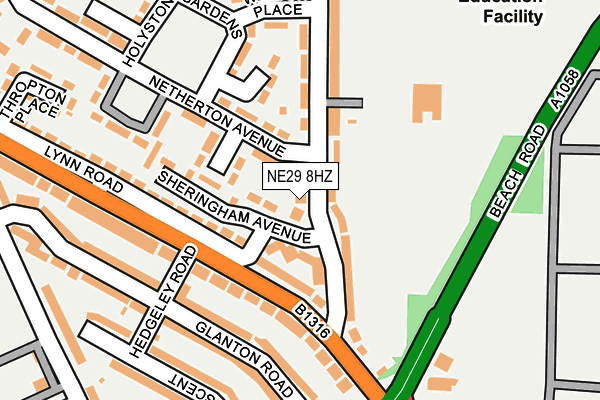 NE29 8HZ map - OS OpenMap – Local (Ordnance Survey)